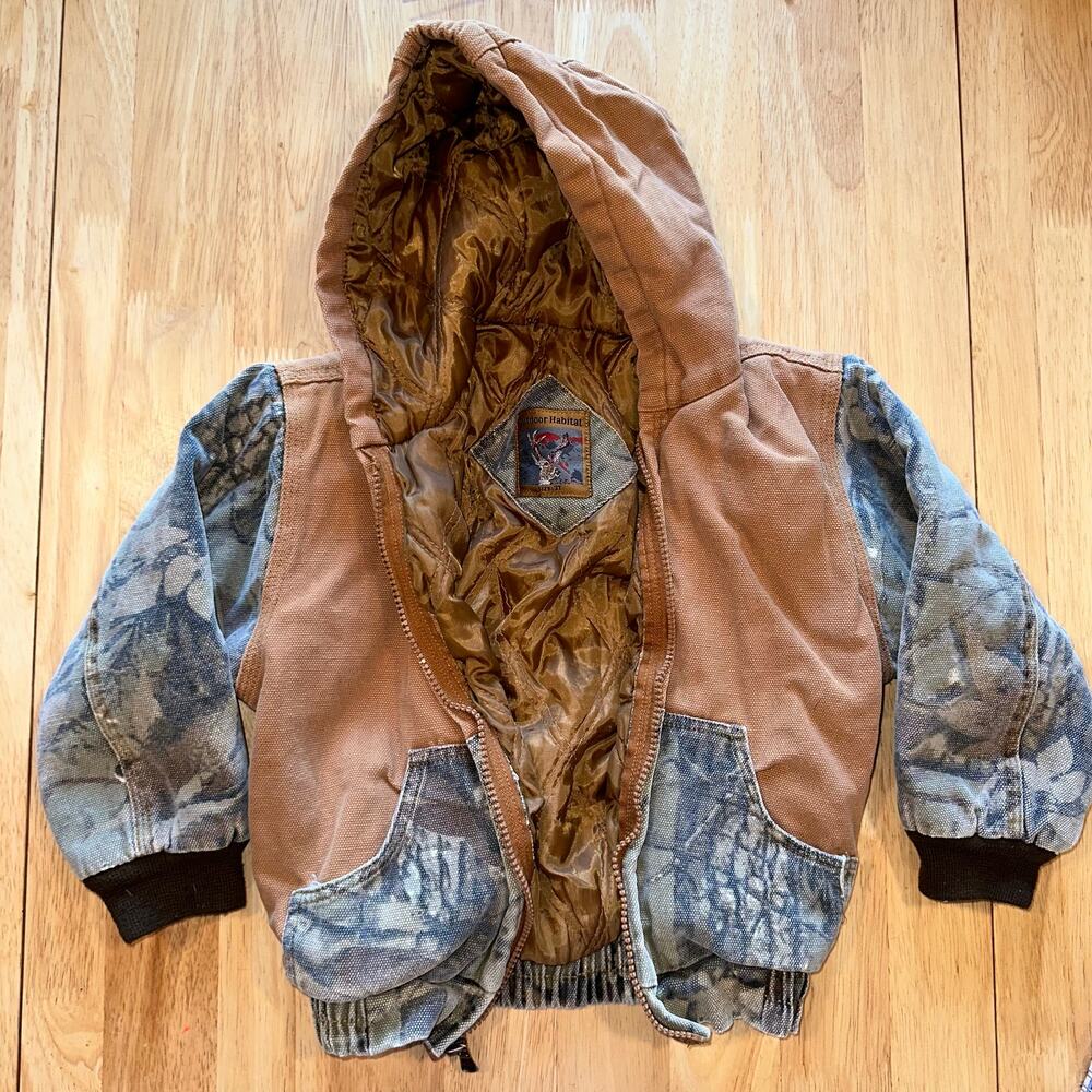 VTG Outdoor Habitat Boys 3T Camo Tan Jean Jacket